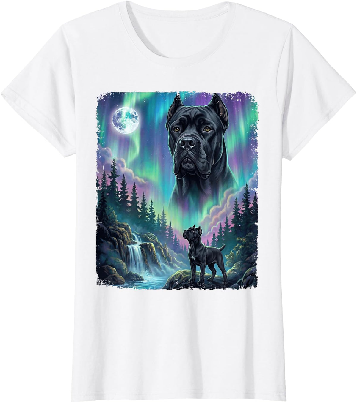 Cane Corso Howling Northern Lights Aurora Italian Mastiff T-Shirt - White