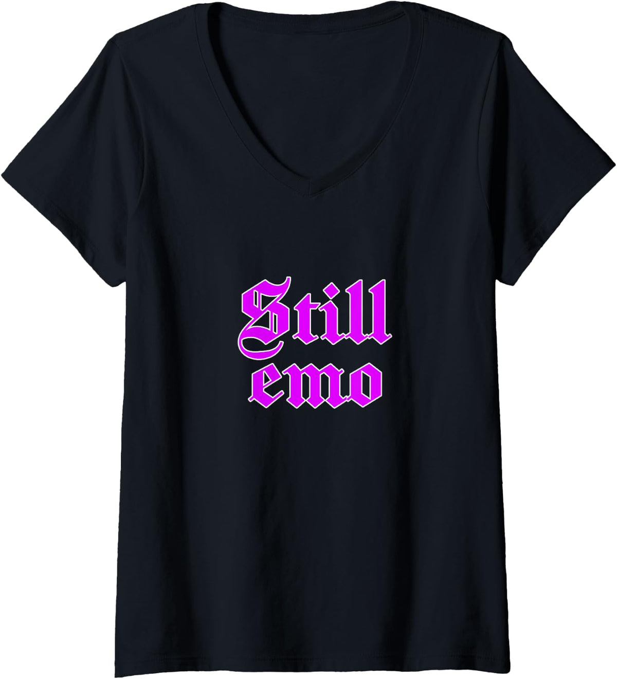 Women's Still Emo 80's 90's Band Goth Punk Gothic V-Neck T-Shirt - Black