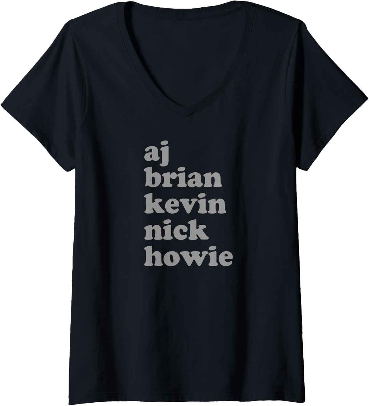 Women's Backstreet Boys Stacked Names V-Neck T-Shirt - Black