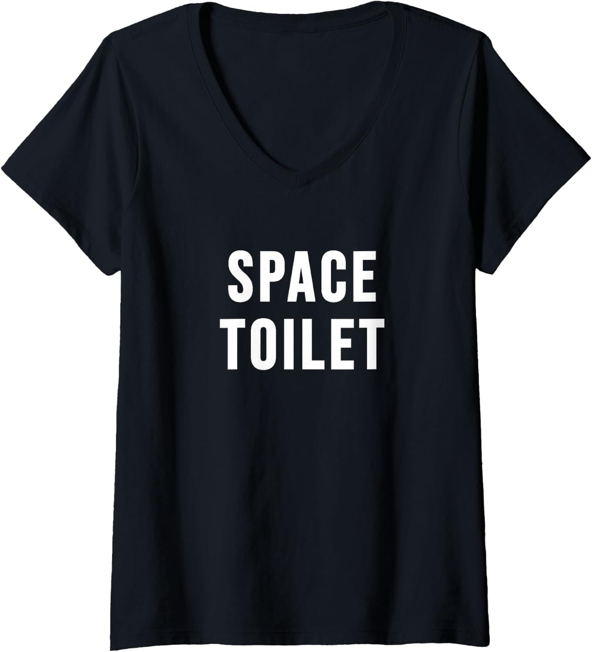 Women's Space Toilet V-Neck T-Shirt - Black