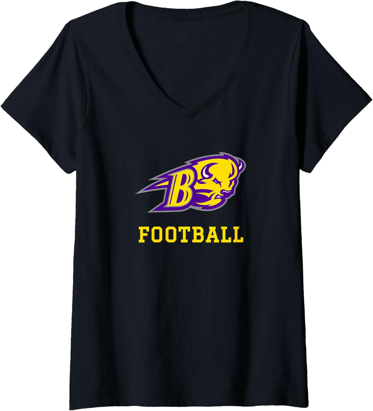 Women's Buffalo TX Logo Football V-Neck T-Shirt - Black