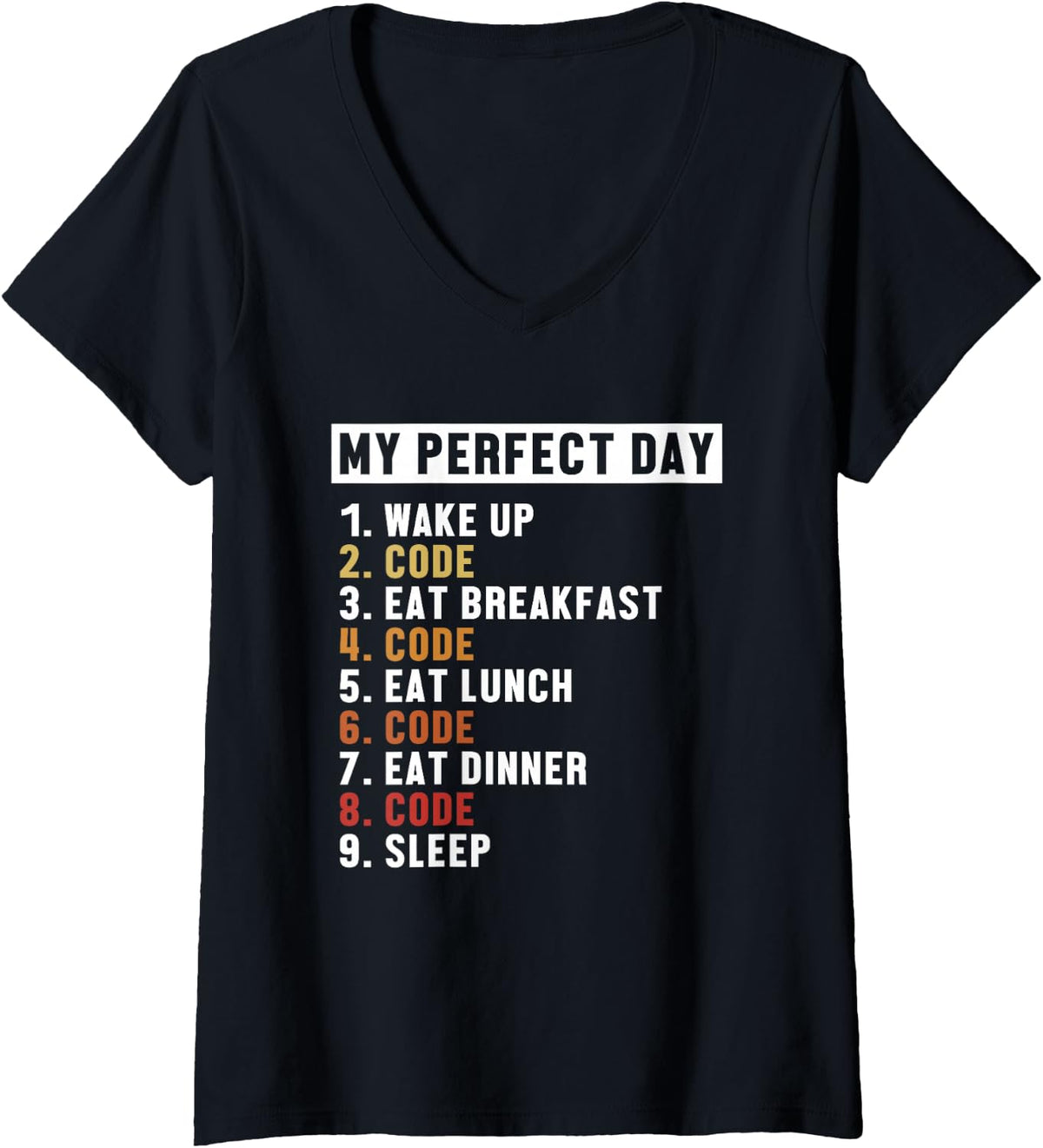 Women's Coding Perfect Day Developer Software Engineer Programmer V-Neck T-Shirt - Black