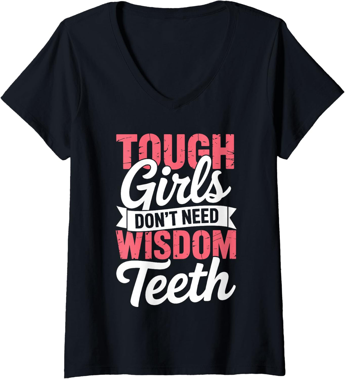 Women's Funny Wisdom Teeth Art for Women Girls Wisdom Tooth Surgery V-Neck T-Shirt - Black