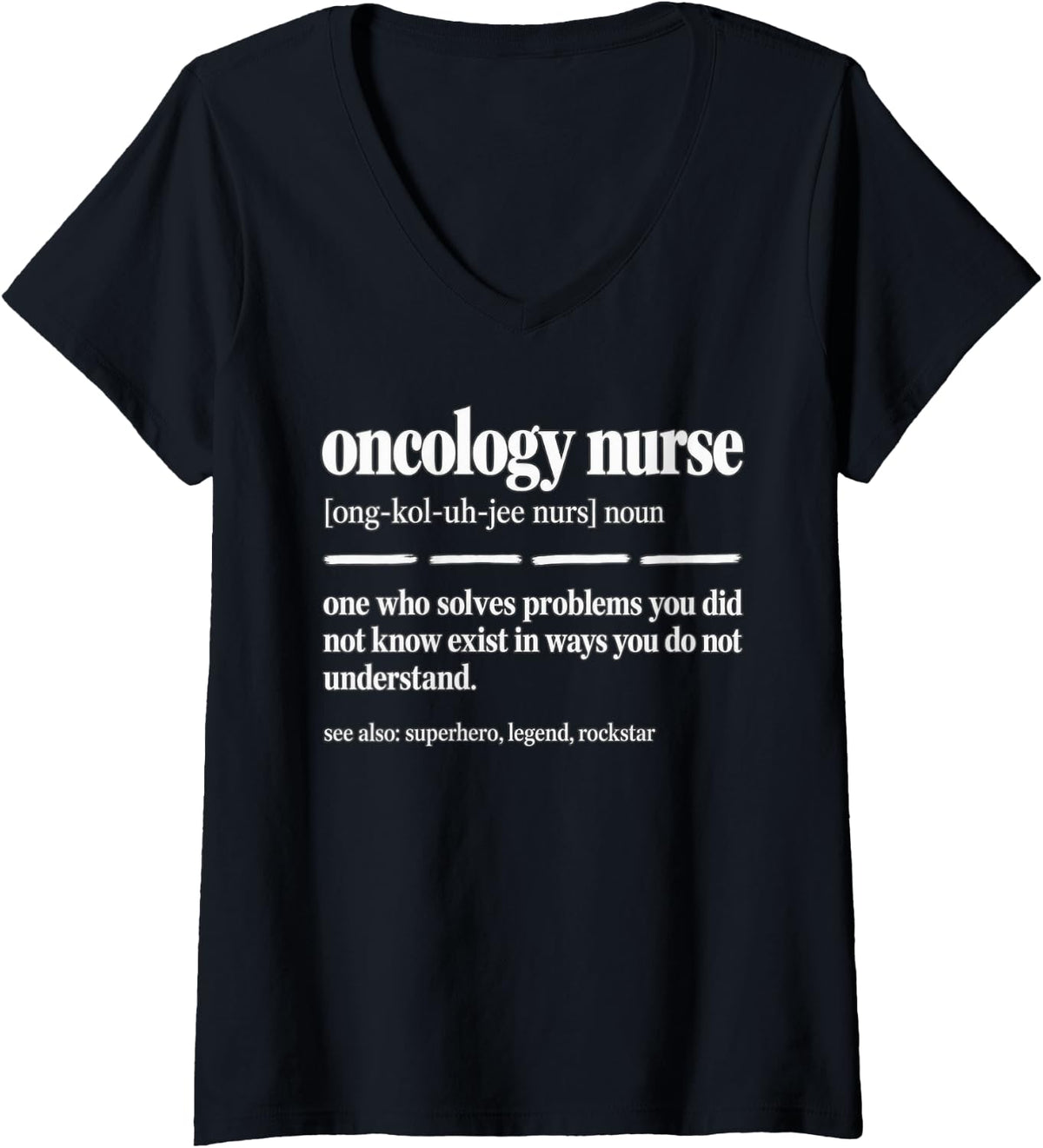 Women's Oncology Nurse Definition Superhero V-Neck T-Shirt - Black