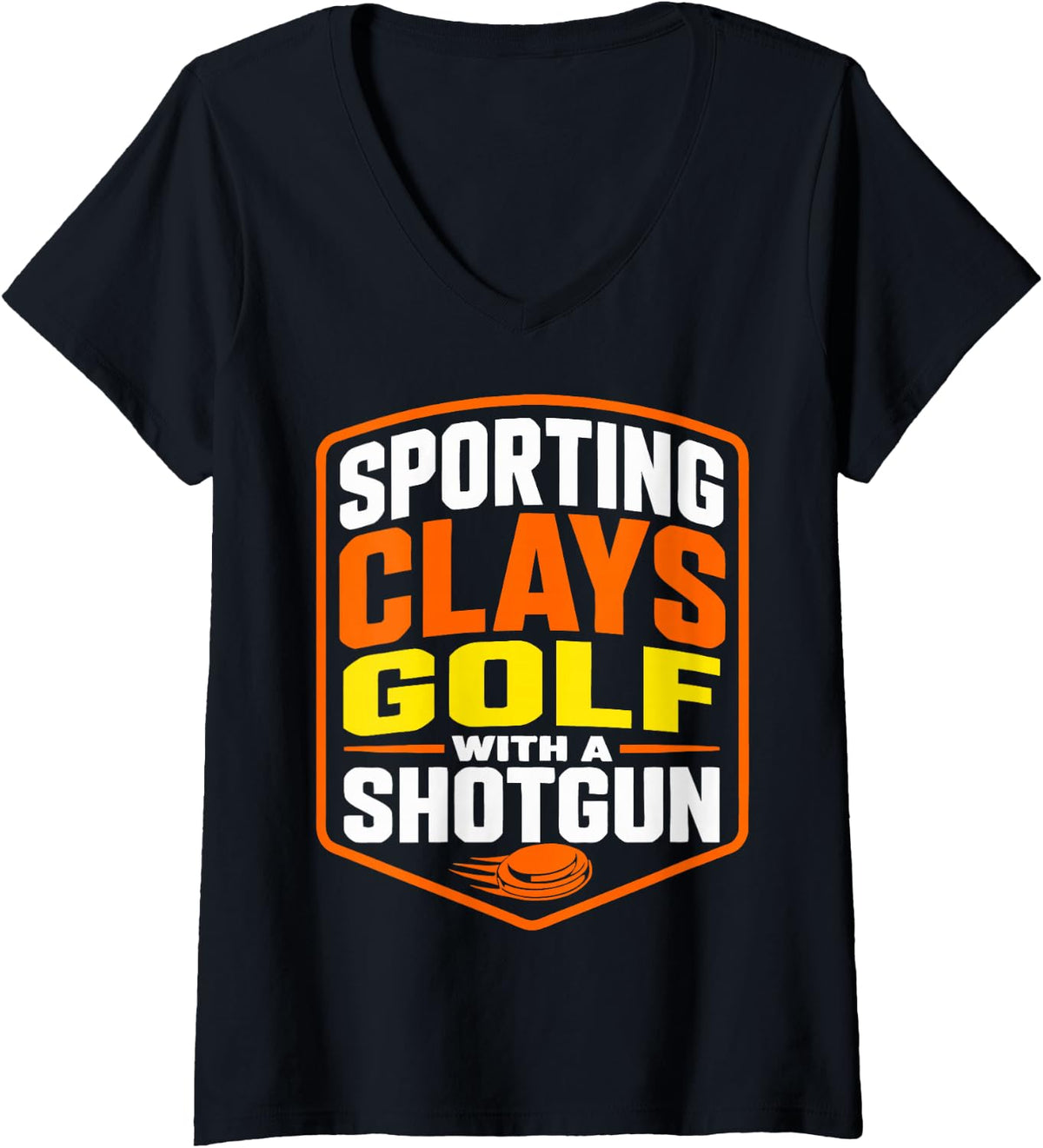 Women's Funny Shotgun Clay Target Shooting V-Neck T-Shirt - Black