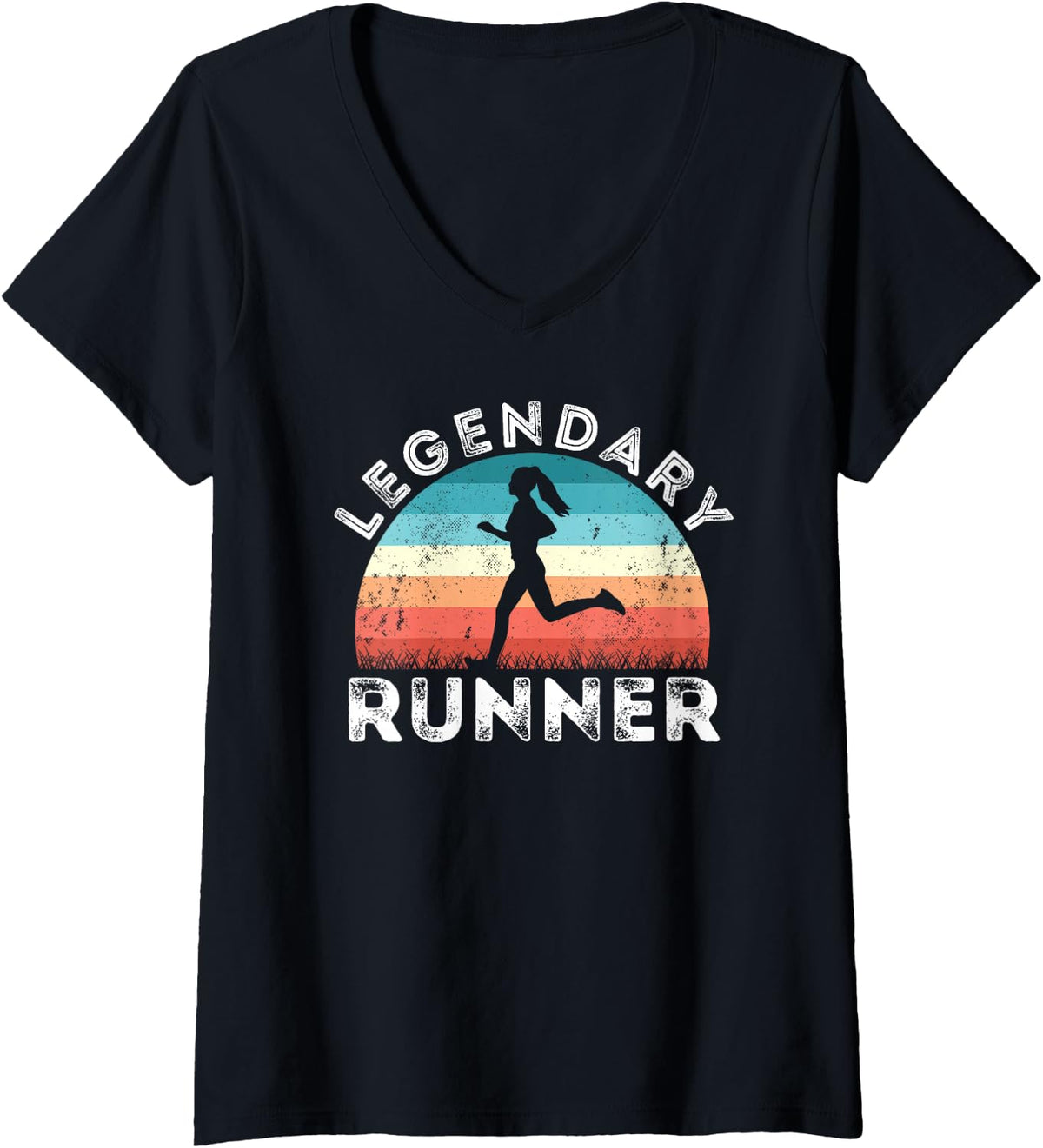 Women's Legendary Runner, Runner's Birthday Gifts Running Women's V-Neck T-Shirt - Black