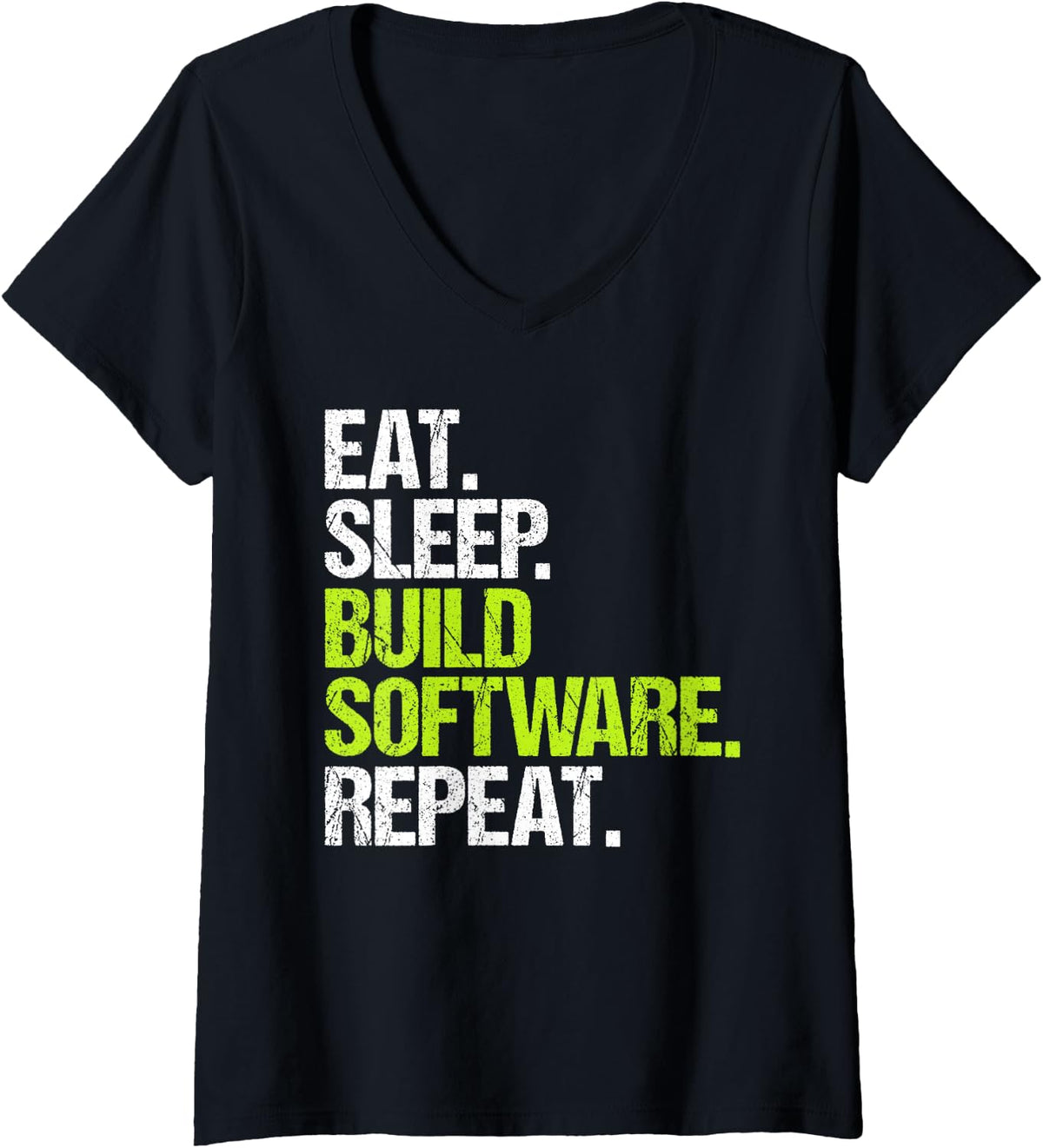 Women's Build Engineer Eat Sleep Routine V-Neck T-Shirt - Black