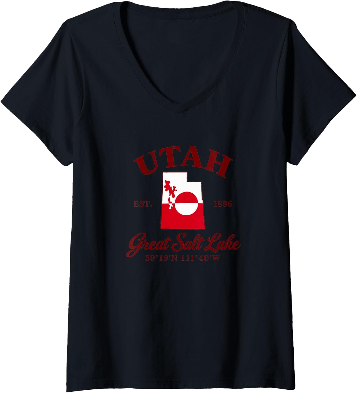 Women's Utah State Souvenir Travel Reminder Women Men Girl V-Neck T-Shirt - Black