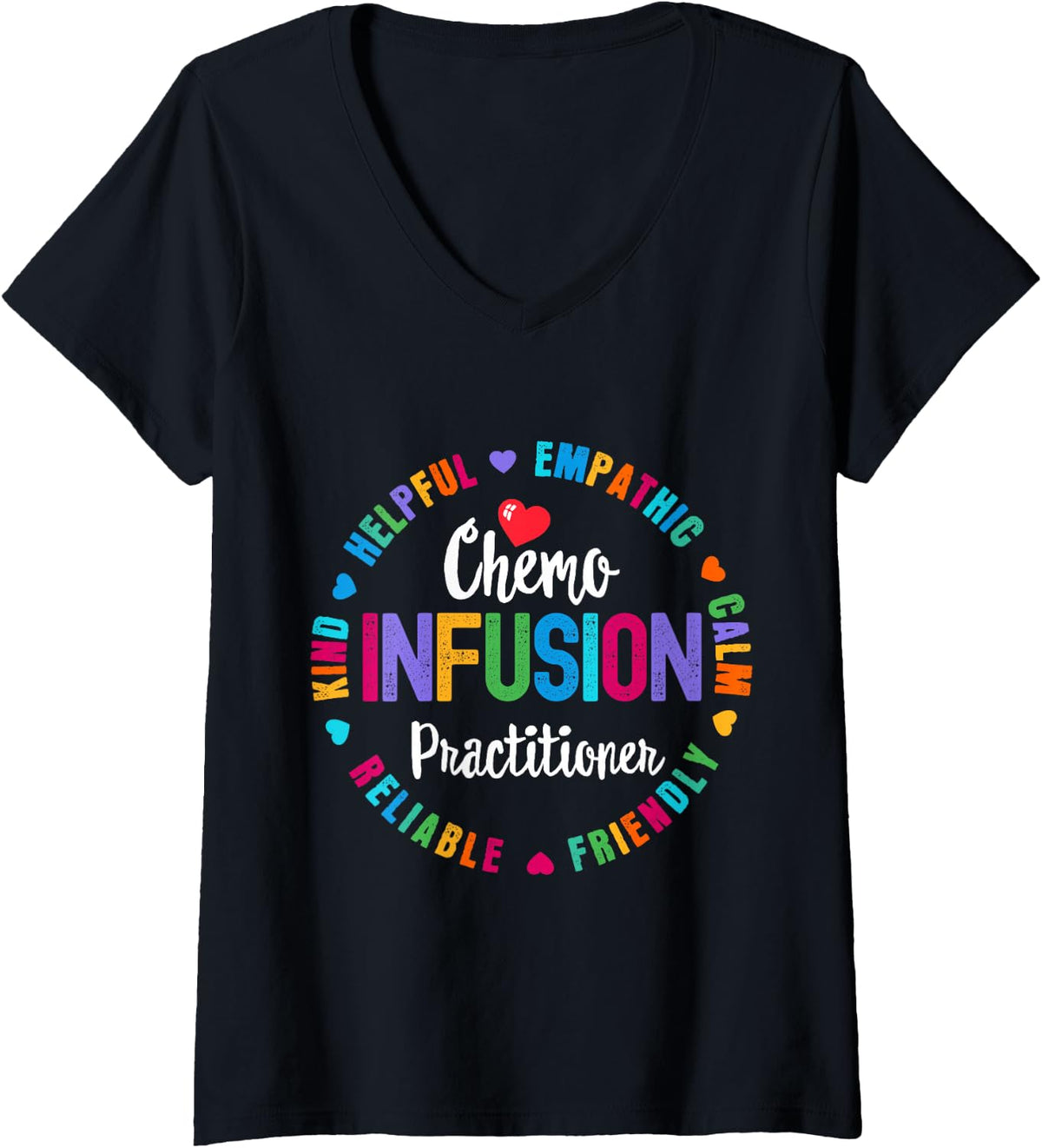 Women's Chemo Infusion Practitioner Squad Oncology Nurse Nursing V-Neck T-Shirt - Black