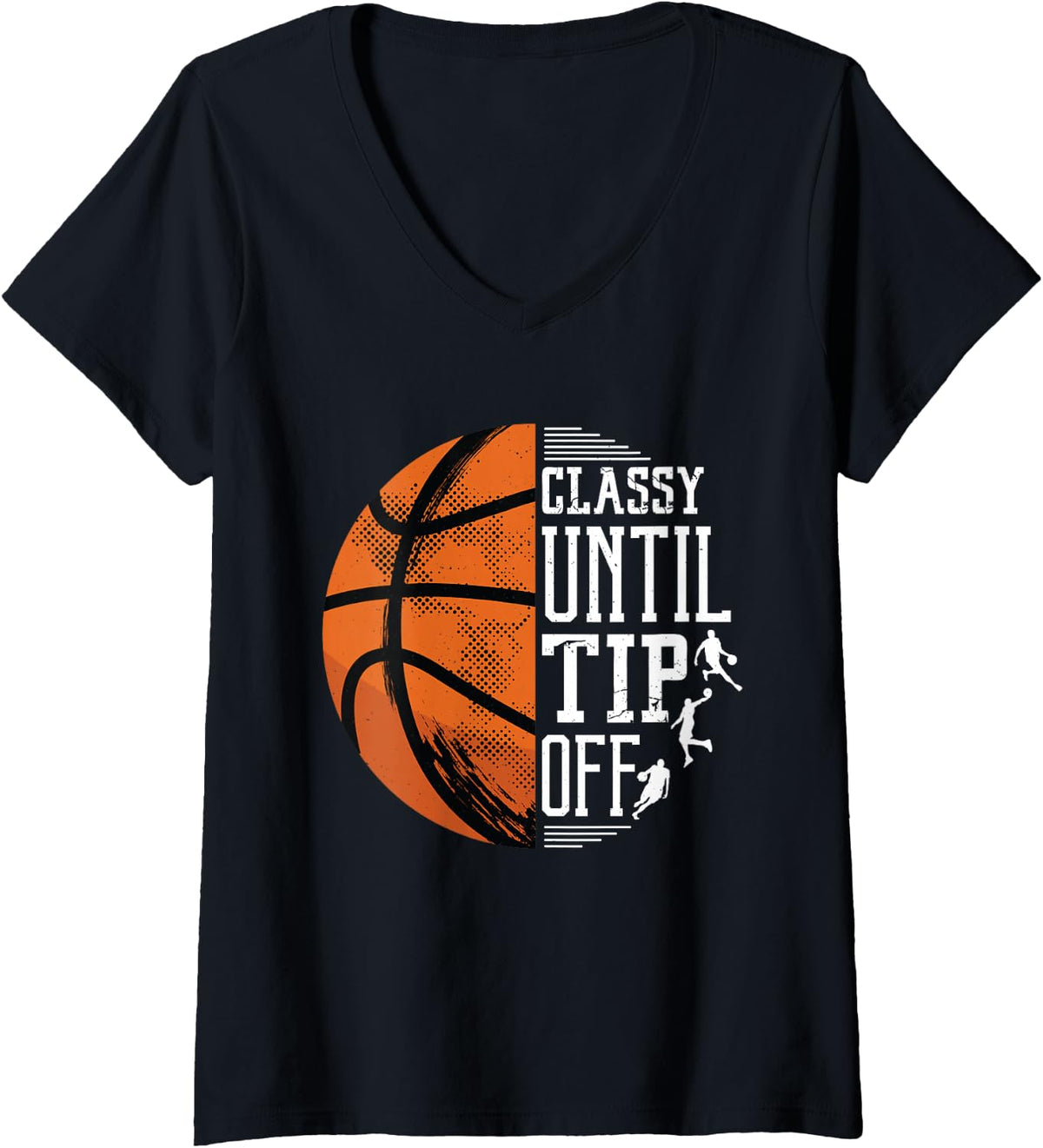 Women's Classy Until Tip Off V-Neck T-Shirt - Black