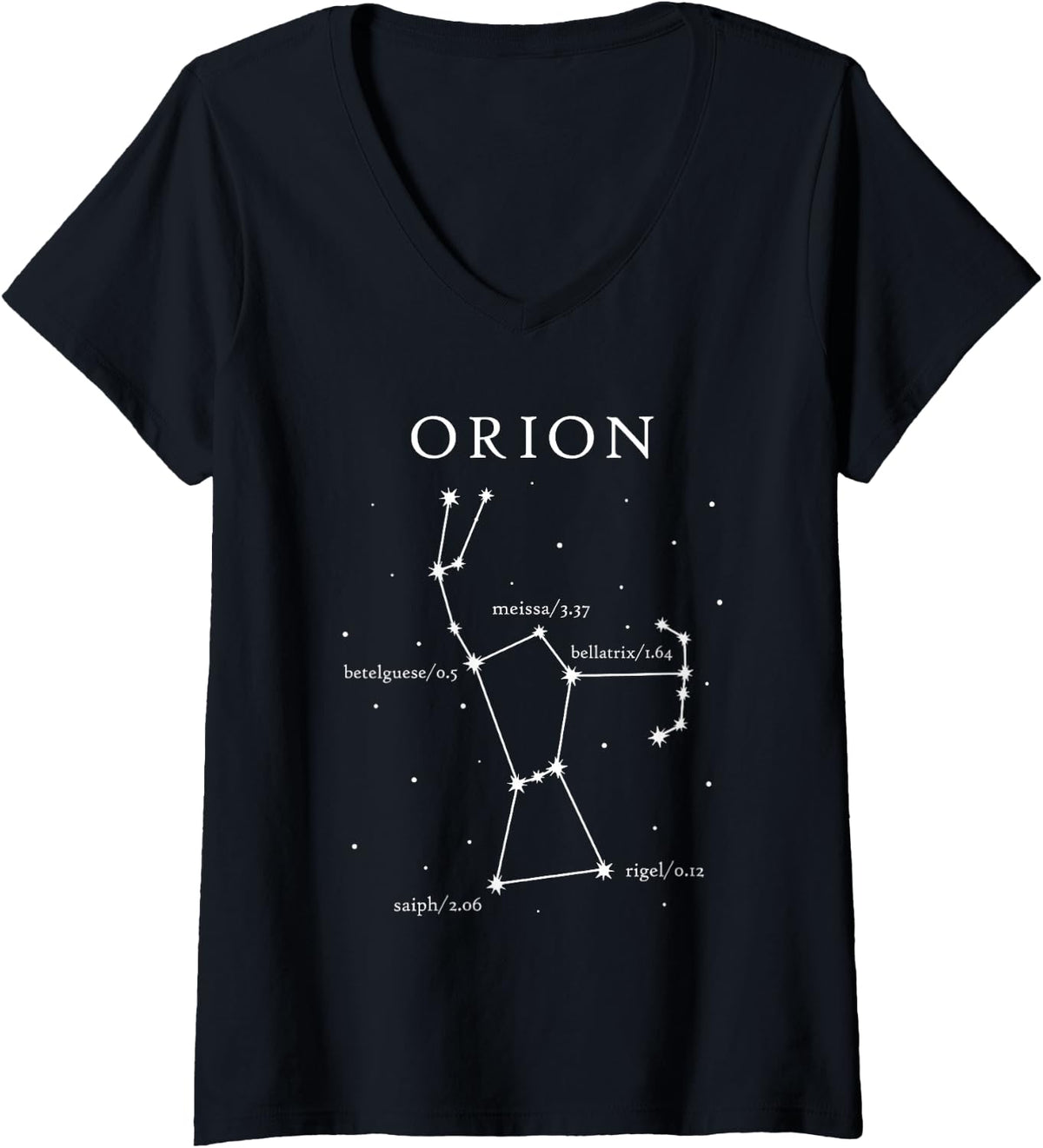 Women's Orion Constellation Astronomy Lover Stargazing V-Neck T-Shirt - Black