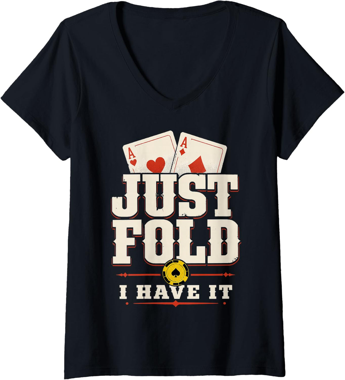 Women's Texas Hold'em Poker Funny Casino Card Player V-Neck T-Shirt - Black
