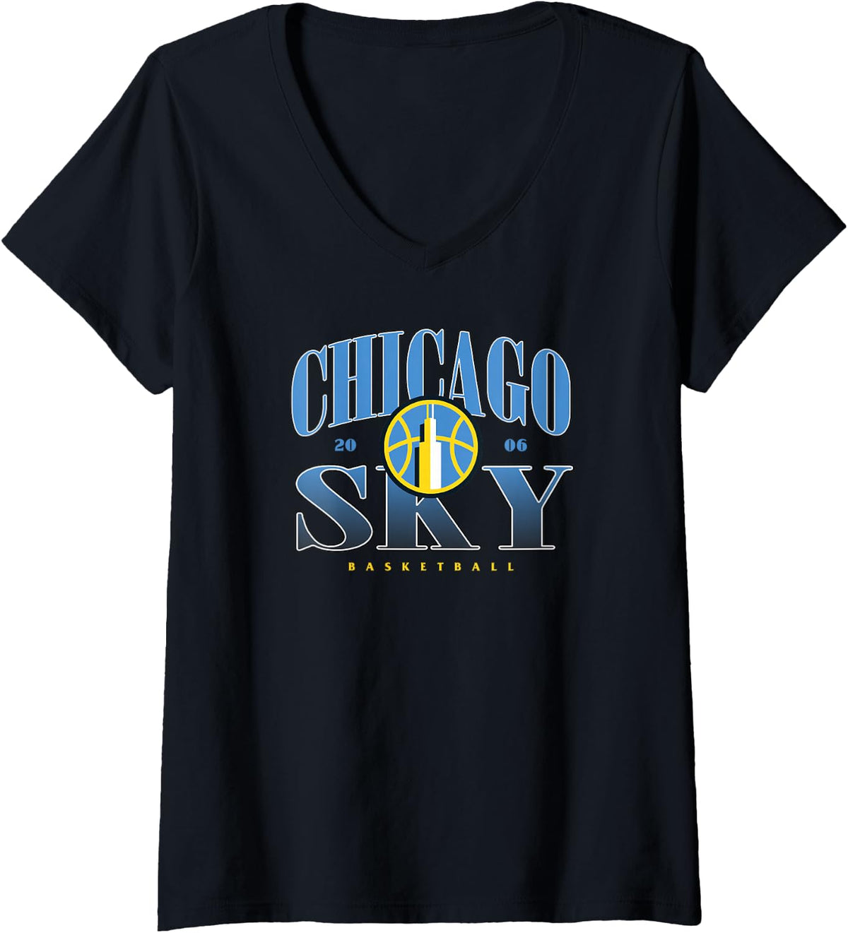 Womens WNBA Chicago Sky Courtside V-Neck T-Shirt - Black