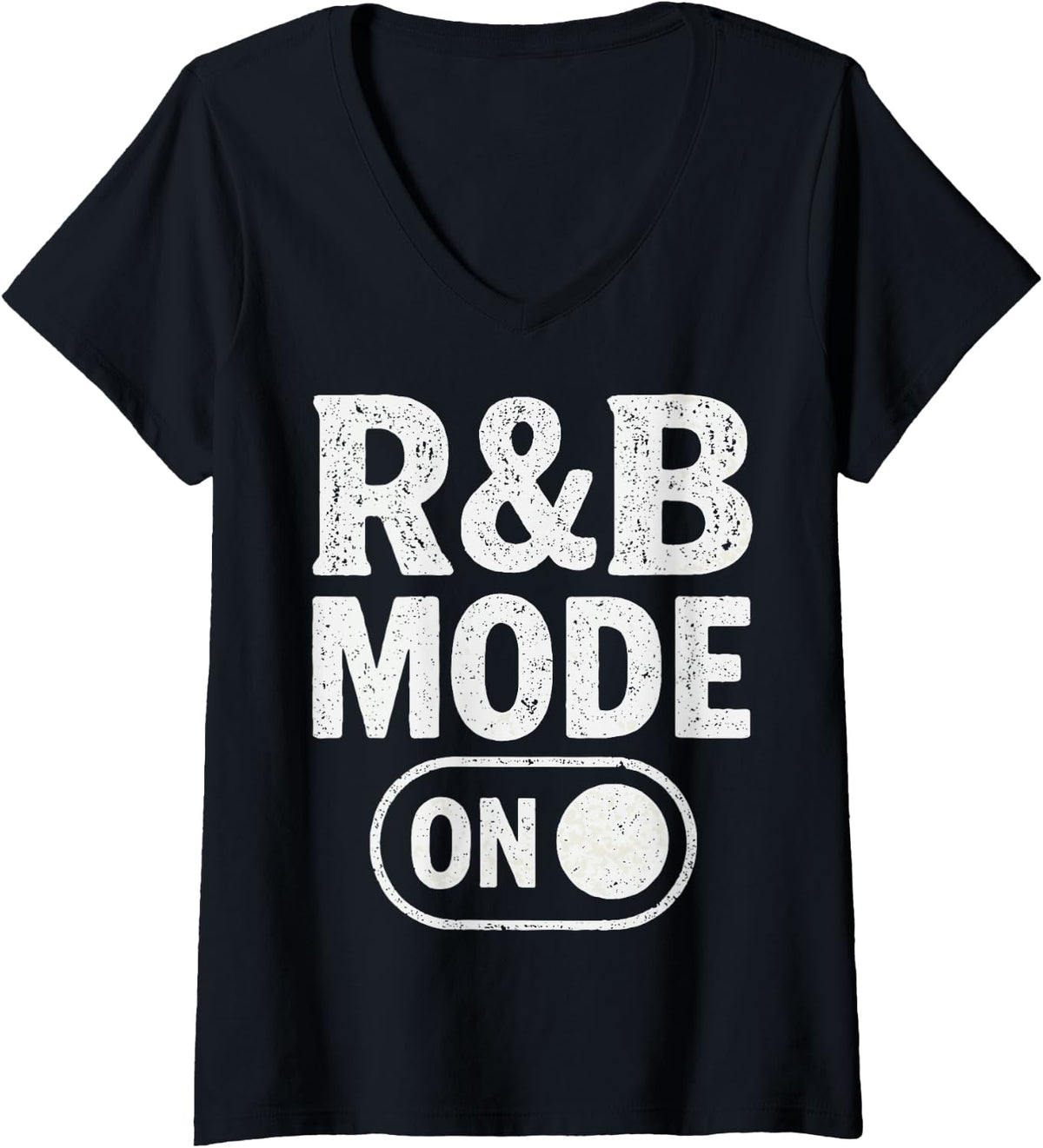 Womens R&B Mode On V-Neck T-Shirt - Black