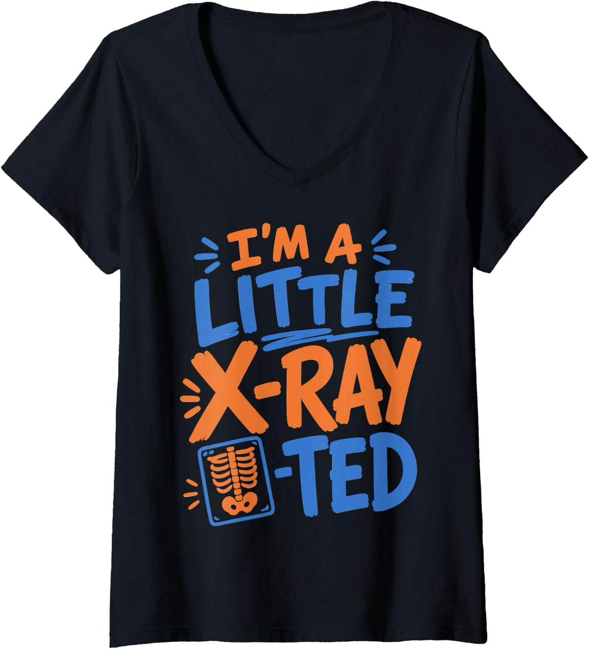 Women's Funny X-Ray Tech Radiology V-Neck T-Shirt - Black