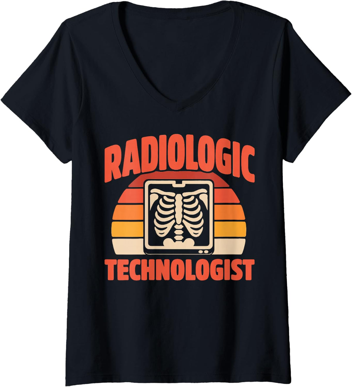 Women's Rad Tech Radiologic Technologist V-Neck T-Shirt - Black
