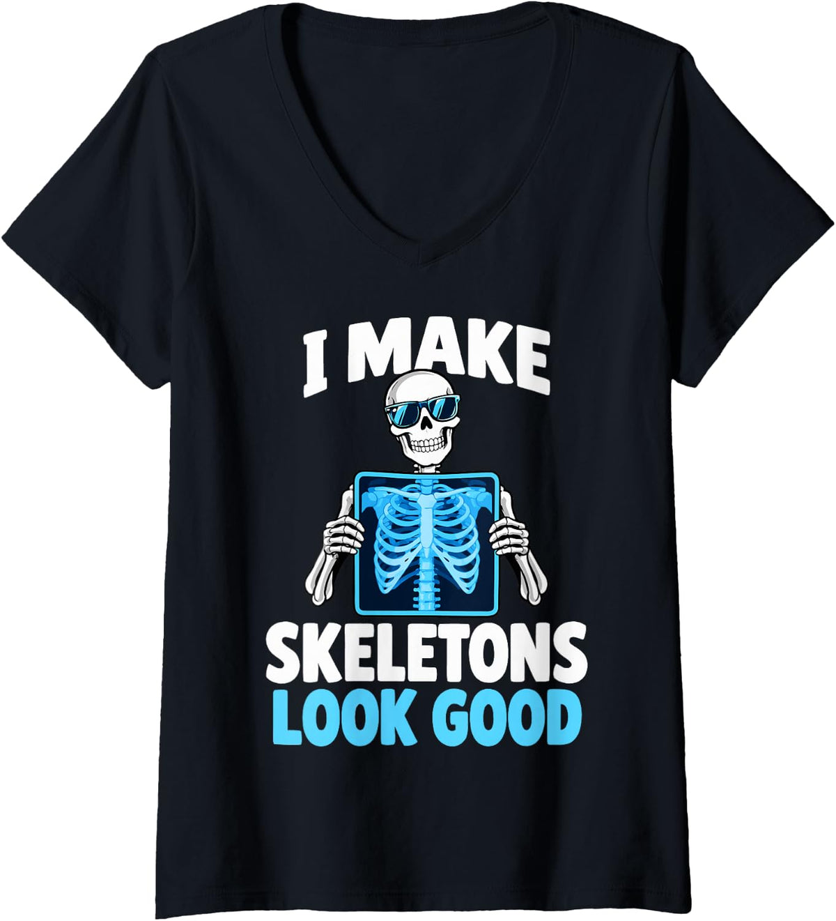 Women's X-Ray Tech Humor Radiologic Technologist Rad Tech V-Neck T-Shirt - Black