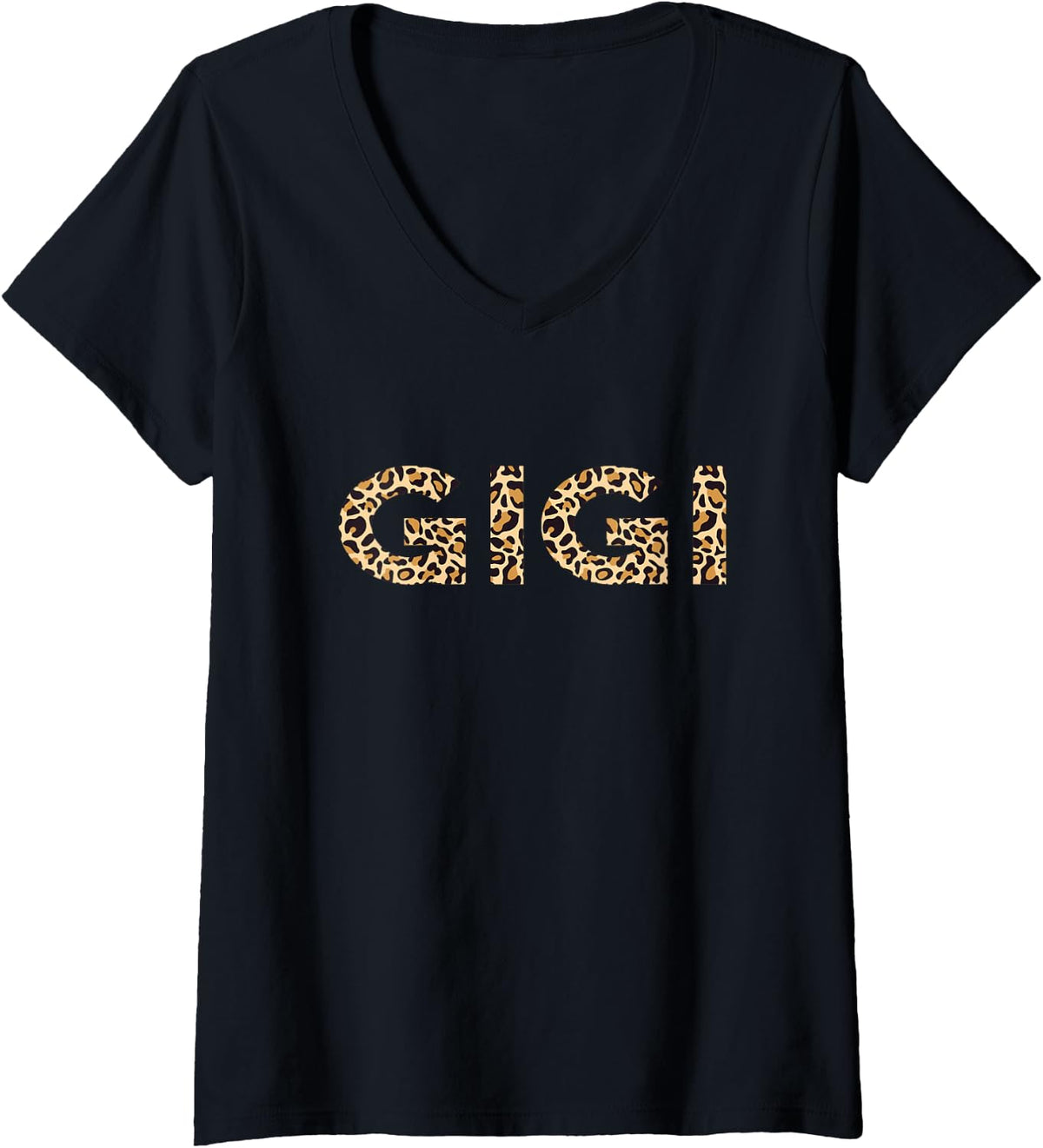 Womens Gigi Leopard For Women Grandma Christmas Mother's Day V-Neck T-Shirt - Black