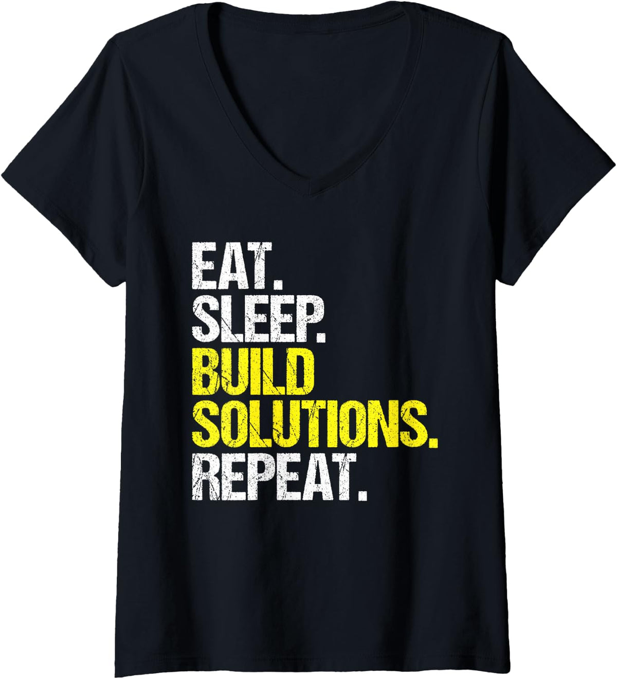 Women's Application Engineer Eat Sleep Routine V-Neck T-Shirt - Black
