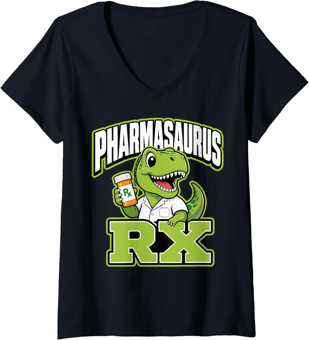 Women's Pharmacy Technician Humor Rx Tech Pharmacy V-Neck T-Shirt - Black