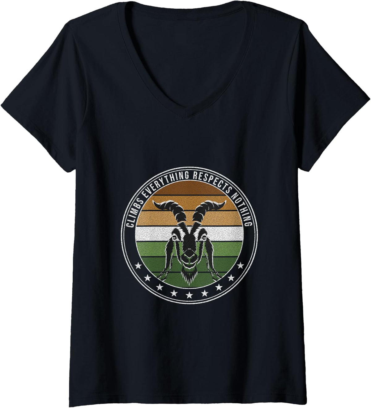 Women's Goat Owner - Climbs Everything Respects Nothing - Goat Lover V-Neck T-Shirt - Black
