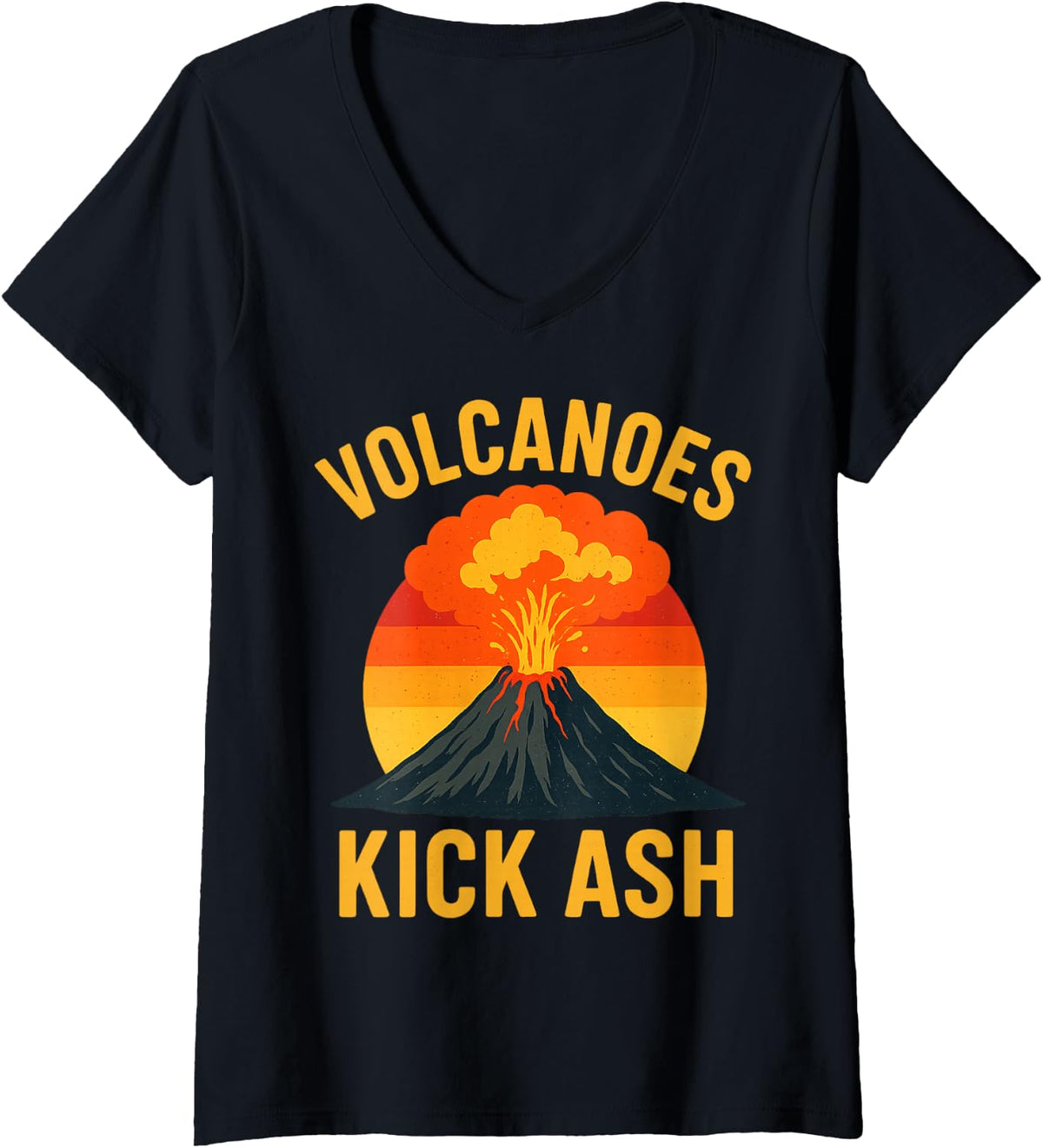 Women's Cool Volcano for Men Women Kids Volcanic Ash Volcano Lover V-Neck T-Shirt - Black