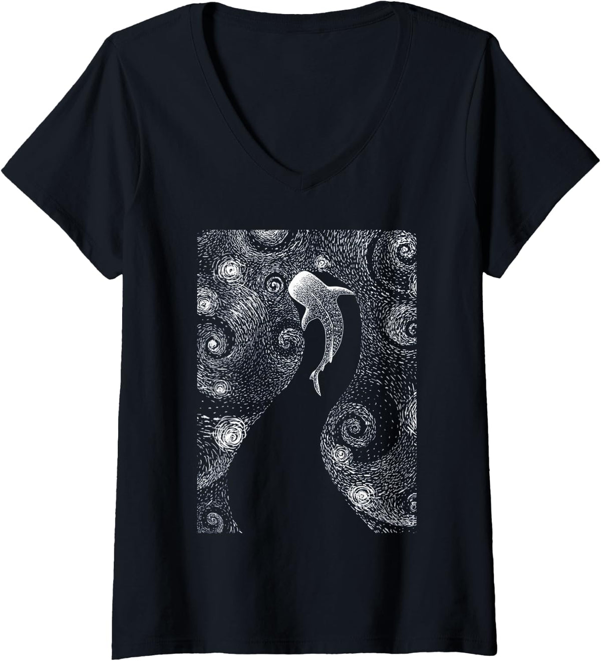 Womens Diving With Whale Sharks Whale Shark V-Neck T-Shirt - Black