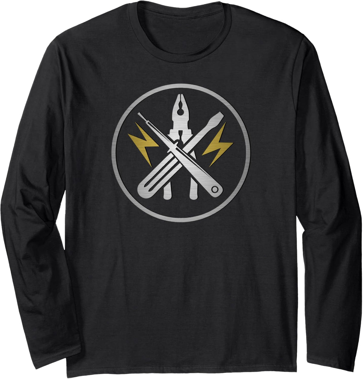 Electrician Electrical Engineering Craftsman Electronics Guild Logo Long Sleeve T-Shirt - Adult Unisex Black