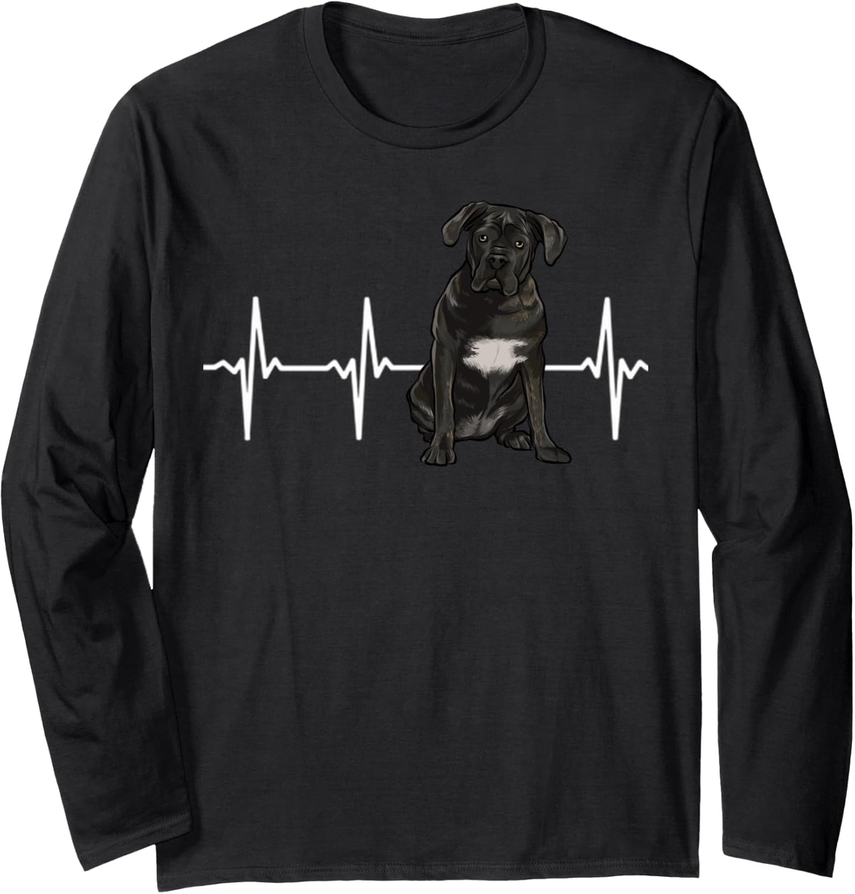 Cane Corso Heartbeat Dog Lover Long Sleeve T-Shirt - Adult Unisex Black