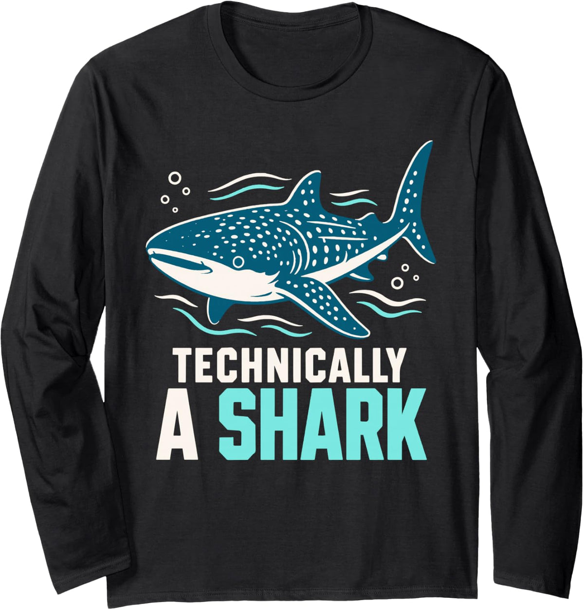Technically A Shark Whale Shark Ocean Marine Biology Long Sleeve T-Shirt - Adult Unisex Black