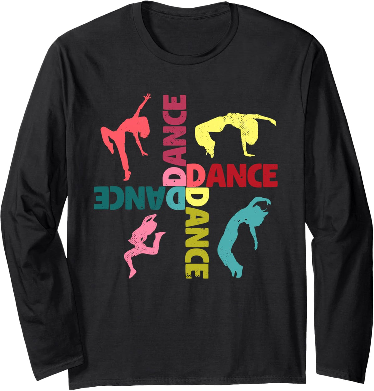 Cool Dance Men Women Girls Ballroom Lyrical Hip Hop Dancing Long Sleeve T-Shirt - Adult Unisex Black