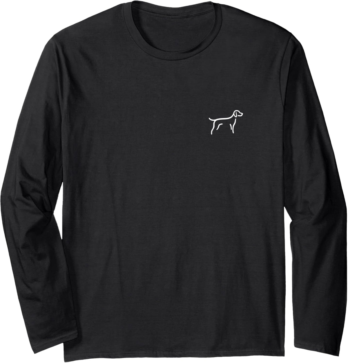 Simple Minimalist Badge Patch Line Art Weimaraner Weim Long Sleeve T-Shirt - Adult Unisex Black