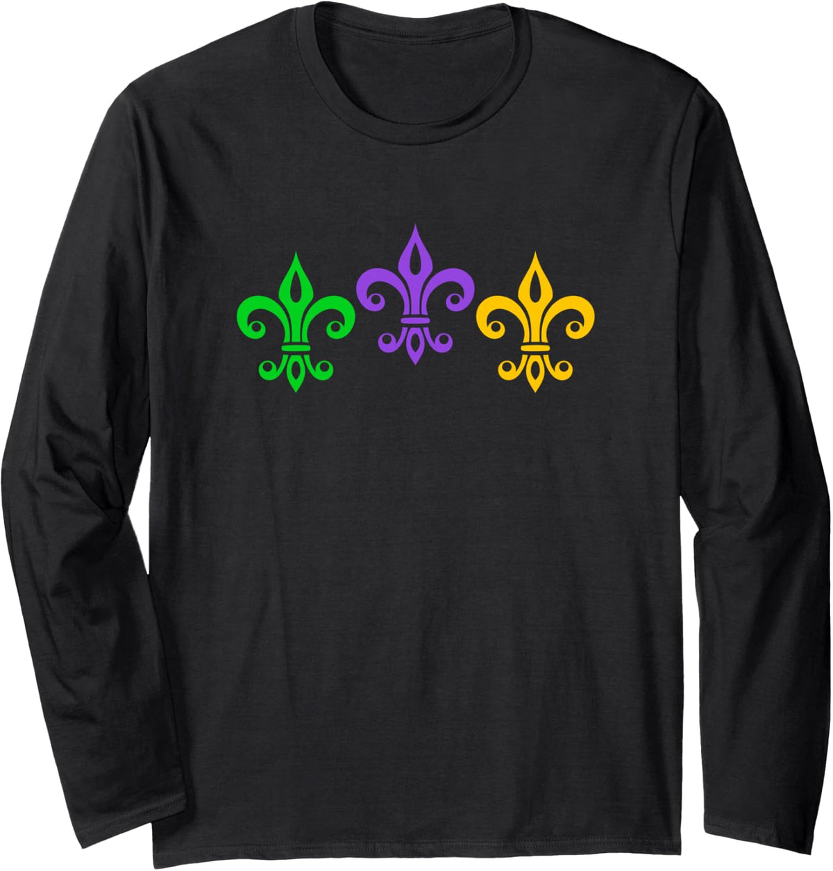 Fleur de Lis, Mardi Gras, Symbol, Carnival, Costume, Party, Long Sleeve T-Shirt - Adult Unisex Black