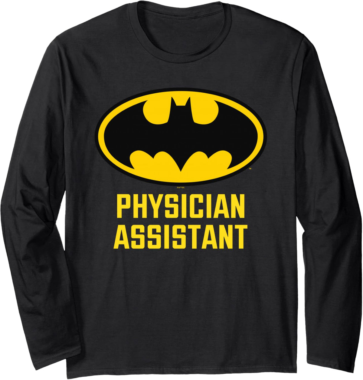 Batman Bat Physician Assistant Long Sleeve T-Shirt - Adult Unisex Black