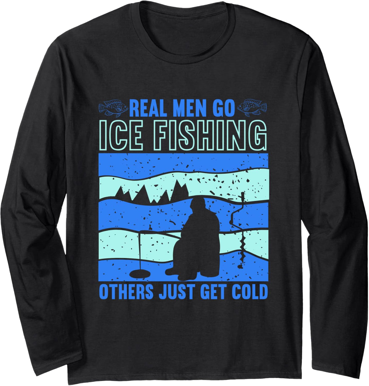 Fisherman Ice Fishing Men Long Sleeve T-Shirt - Adult Unisex Black