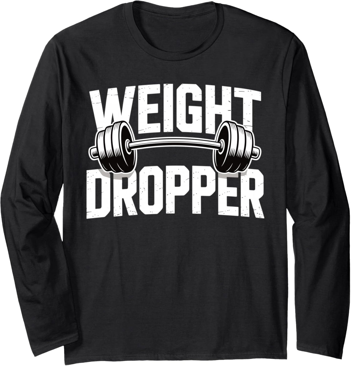 Gym Dumbbell Fitness Weightlifting Long Sleeve T-Shirt - Adult Unisex Black