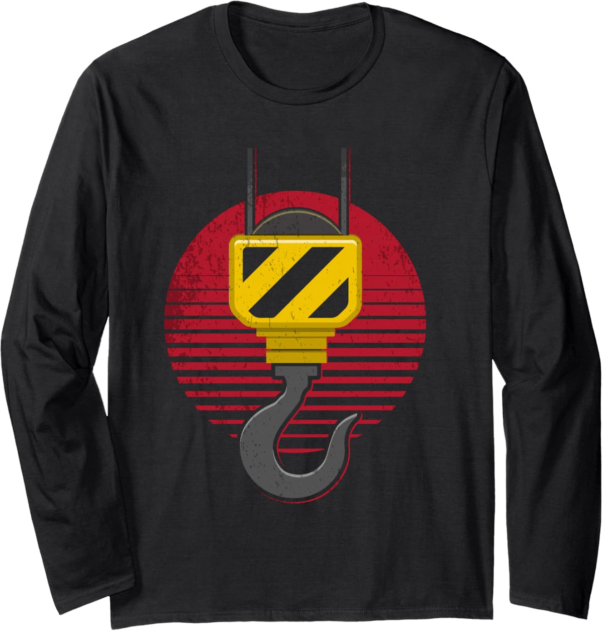 Crane Operator Strength Power Build Heavy Machinery Worker Long Sleeve T-Shirt - Adult Unisex Black