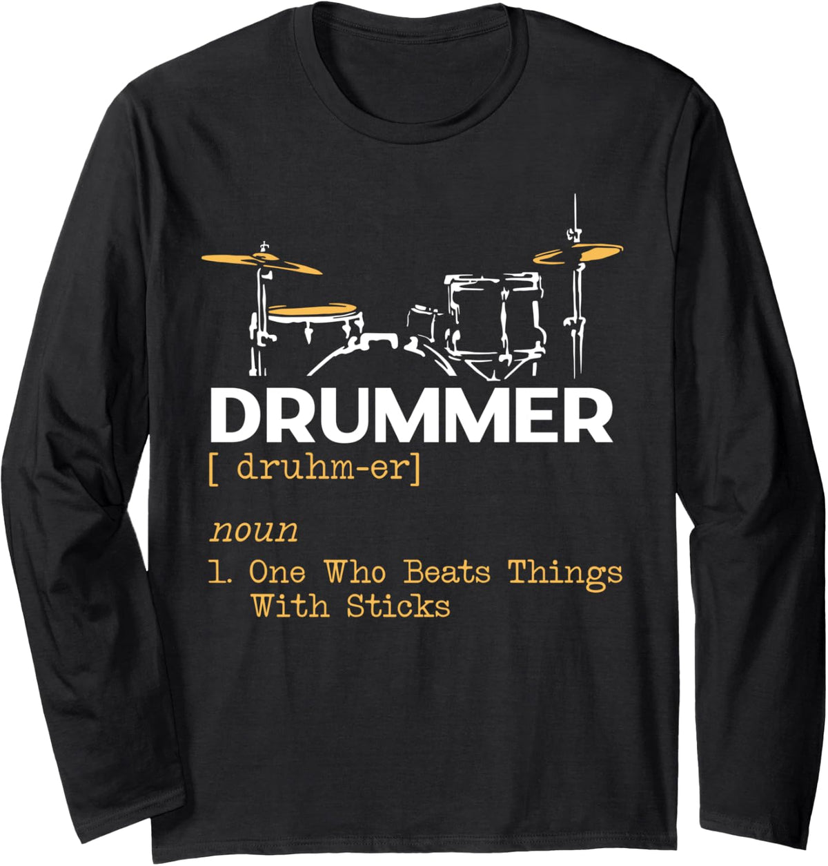 Drummer Long Sleeve T-Shirt - Adult Unisex Black