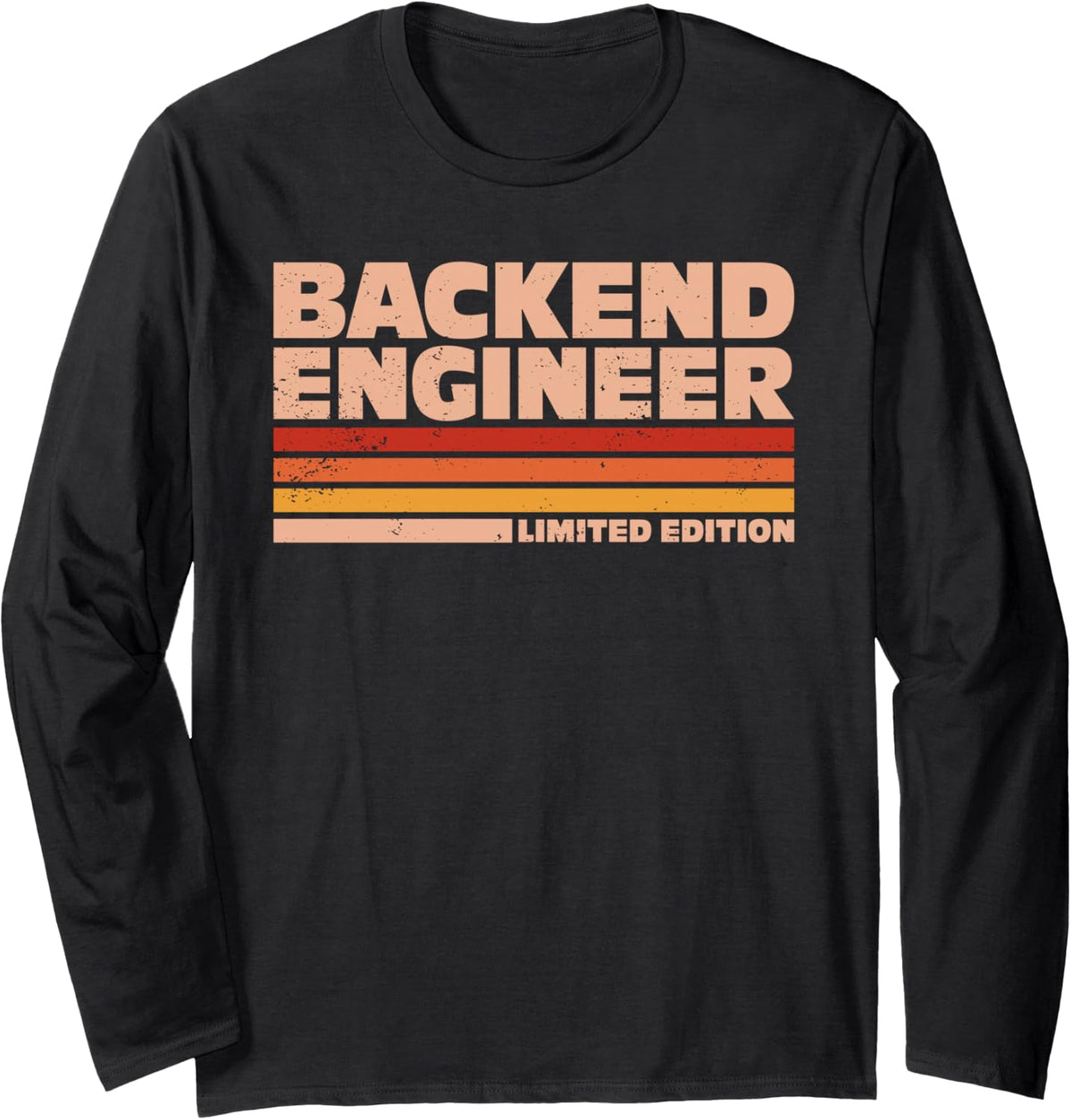 Backend Engineer Retro Sunrise Long Sleeve T-Shirt - Adult Unisex Black