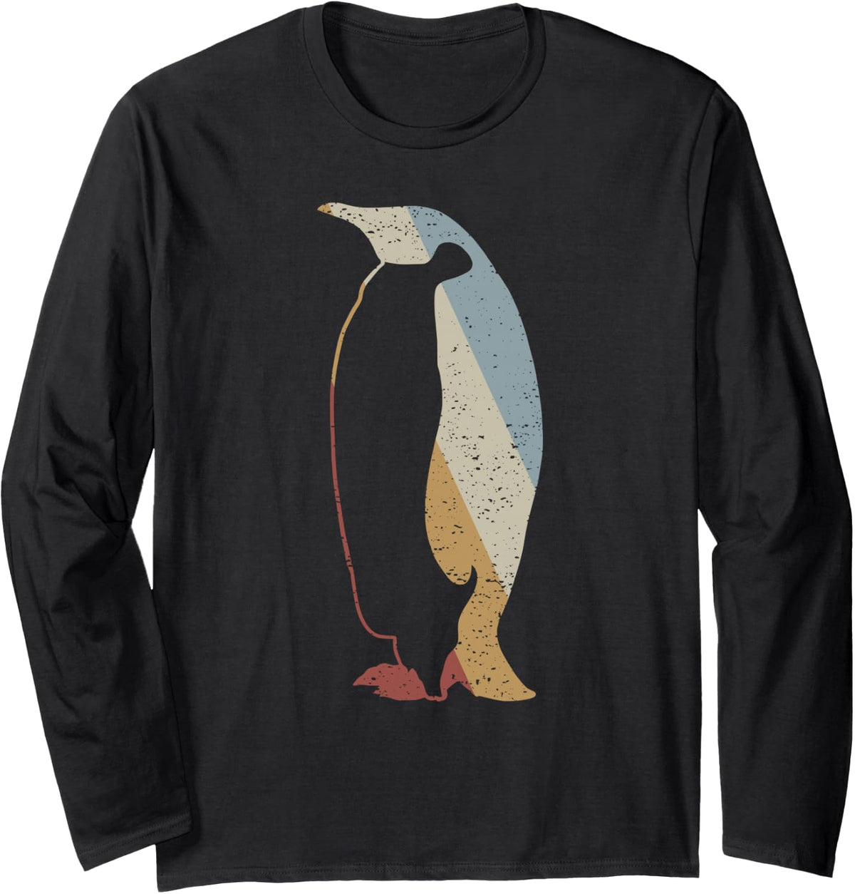 Penguin Retro Style Vintage Long Sleeve T-Shirt - Adult Unisex Black