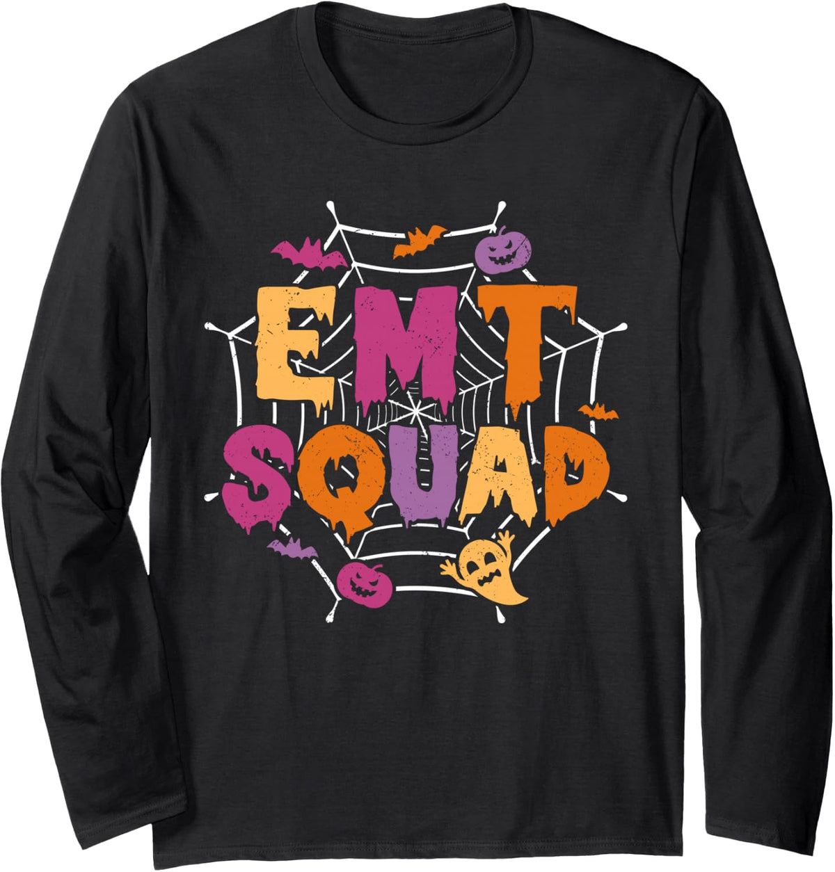 Halloween EMT Squad Matching Emergency Med Tech Long Sleeve T-Shirt - Adult Unisex Black