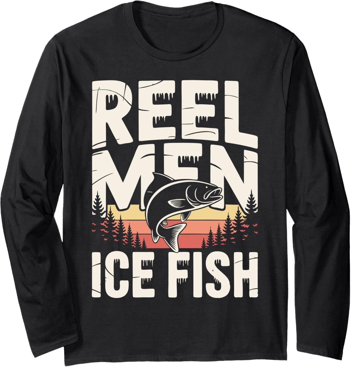 Reel Men Ice Fish Long Sleeve T-Shirt - Adult Unisex Black