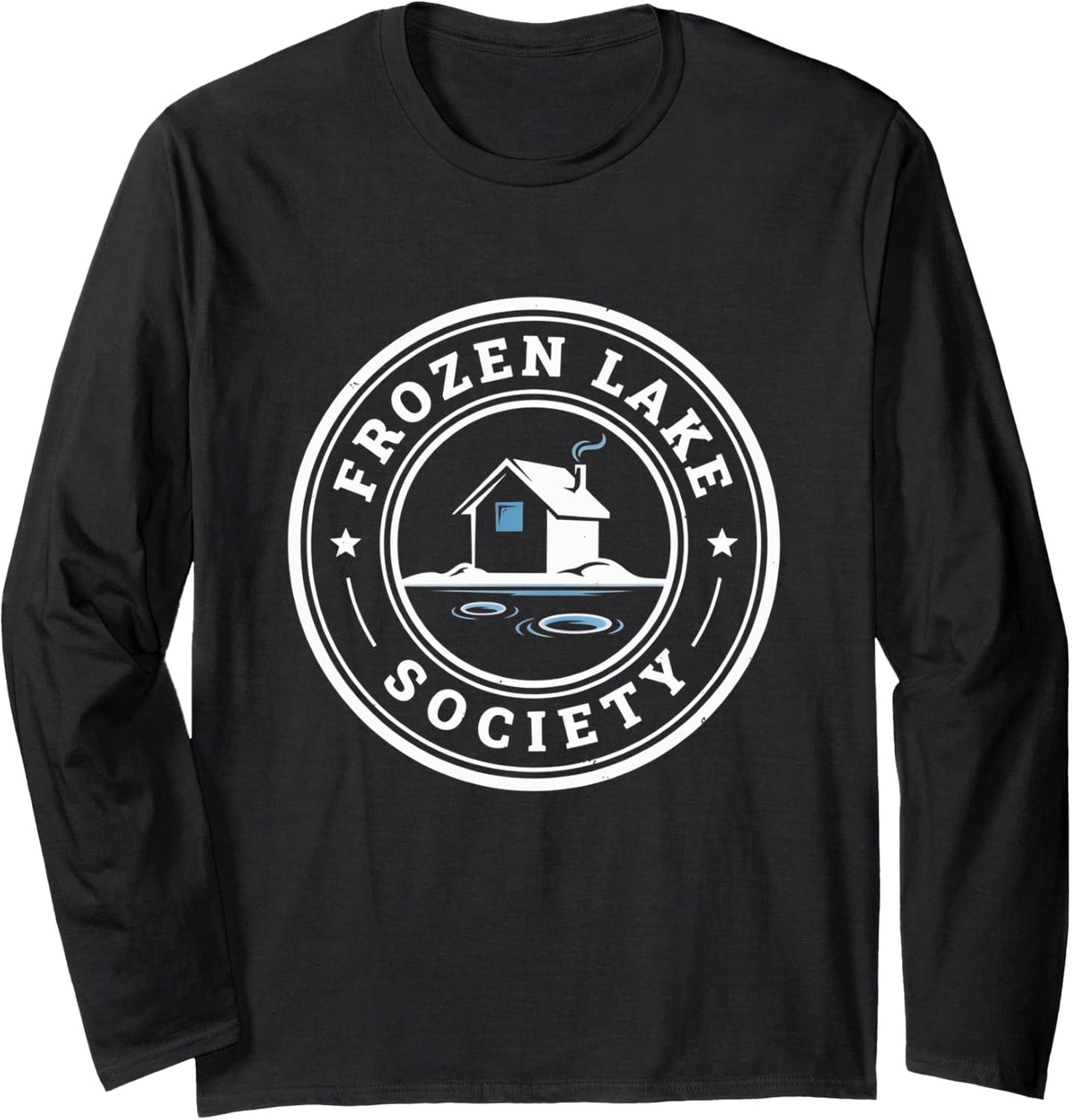 Ice Fisherman Fishing Retro Long Sleeve T-Shirt - Adult Unisex Black