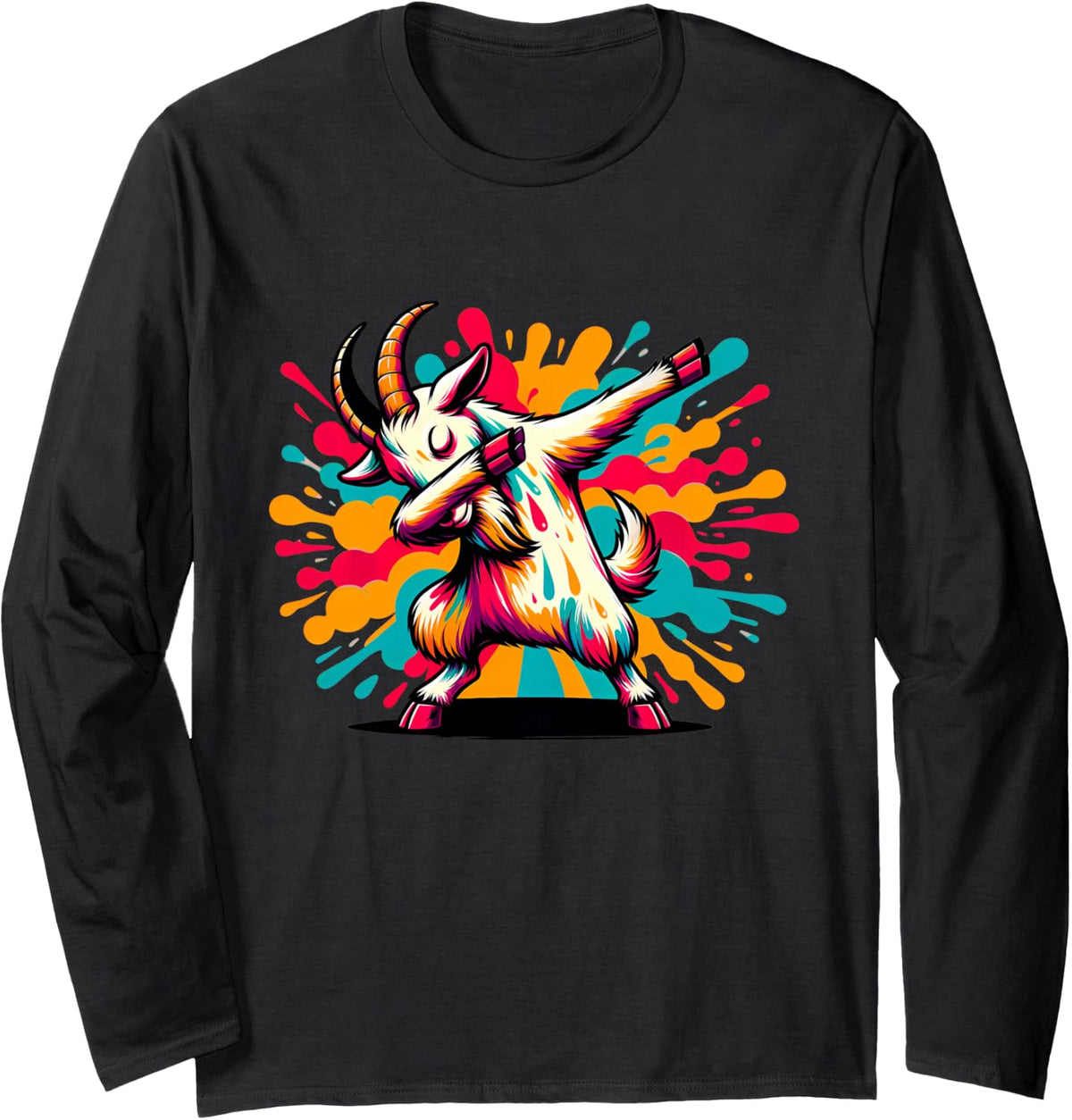 Dabbing Goat Long Sleeve T-Shirt - Adult Unisex Black