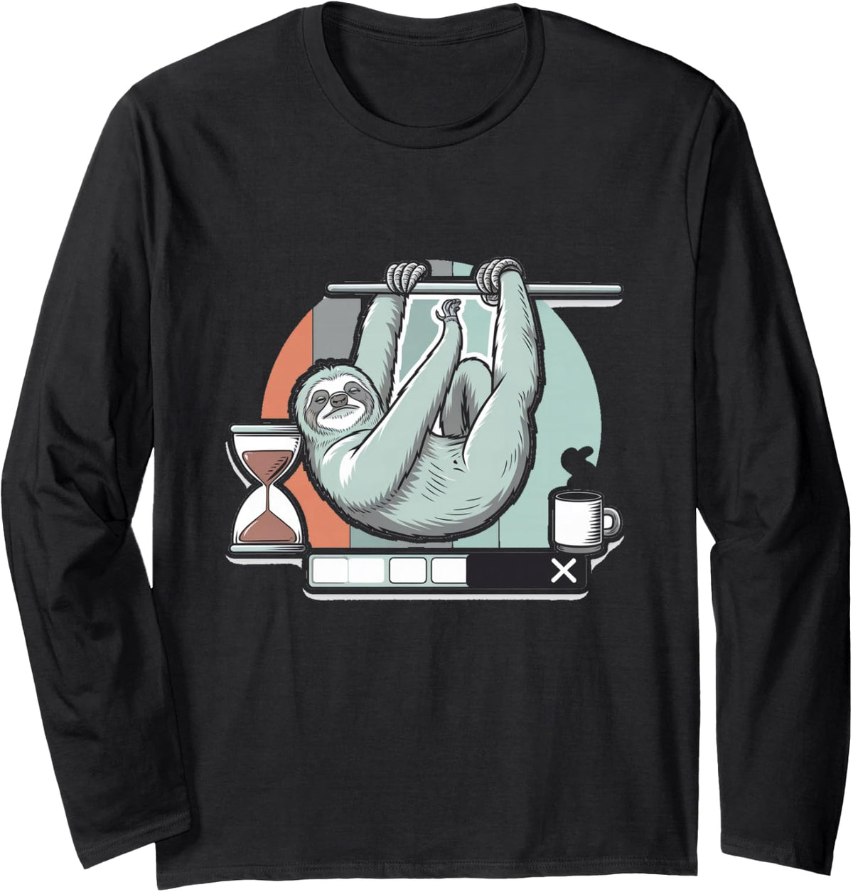 Build At Sloth Speed Programmer Loading Bar Humor Long Sleeve T-Shirt - Adult Unisex Black