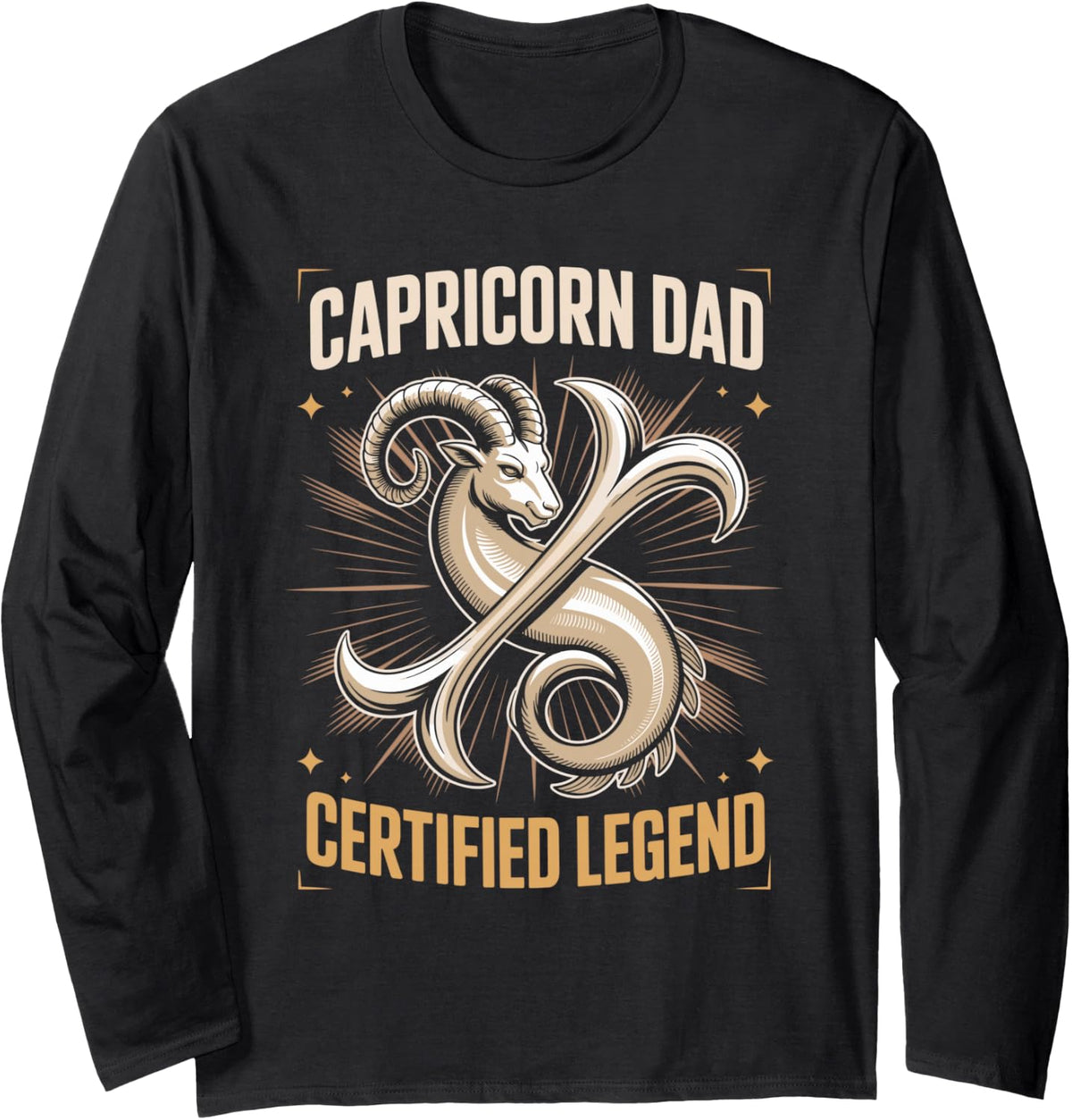 Capricorn Dad Certified Legend Zodiac Astrology Long Sleeve T-Shirt - Adult Unisex Black