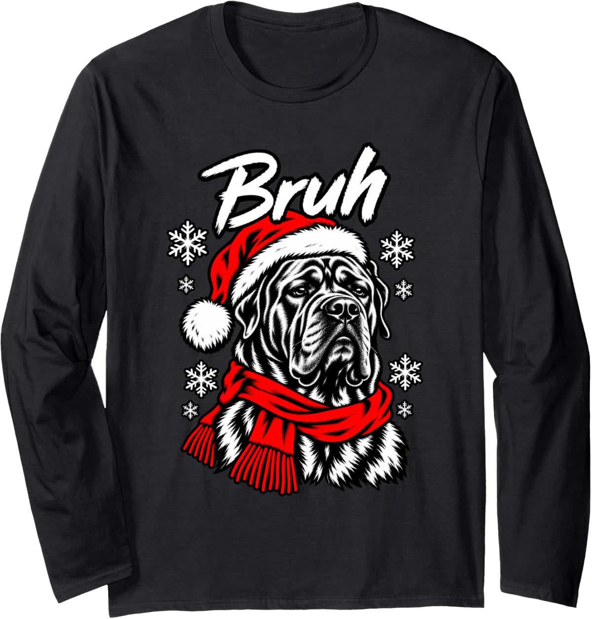 Bruh Sassy Cane Corso Christmas Dog Tee Long Sleeve T-Shirt - Adult Unisex Black
