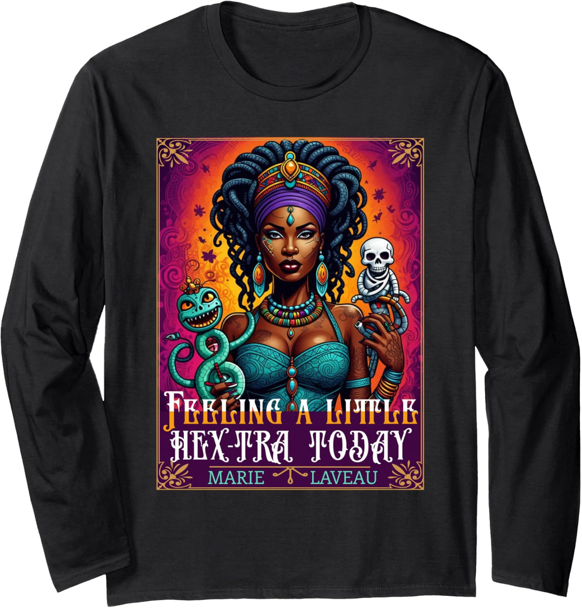 Voodoo Queen Funny Mardi Gras Marie Laveau New Orleans Long Sleeve T-Shirt - Adult Unisex Black