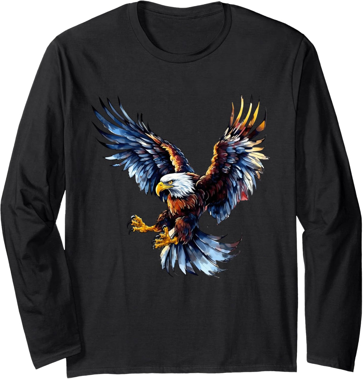 Majestic Bald Eagle Long Sleeve T-Shirt - Adult Unisex Black