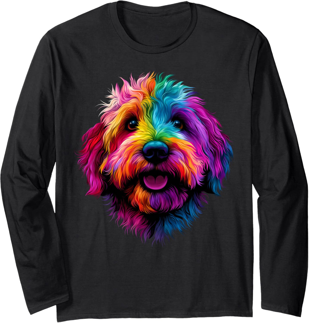 Colorful Aussiedoodle Aussie Doodle Dog Lover Black Long Sleeve T-Shirt - Adult Unisex Black